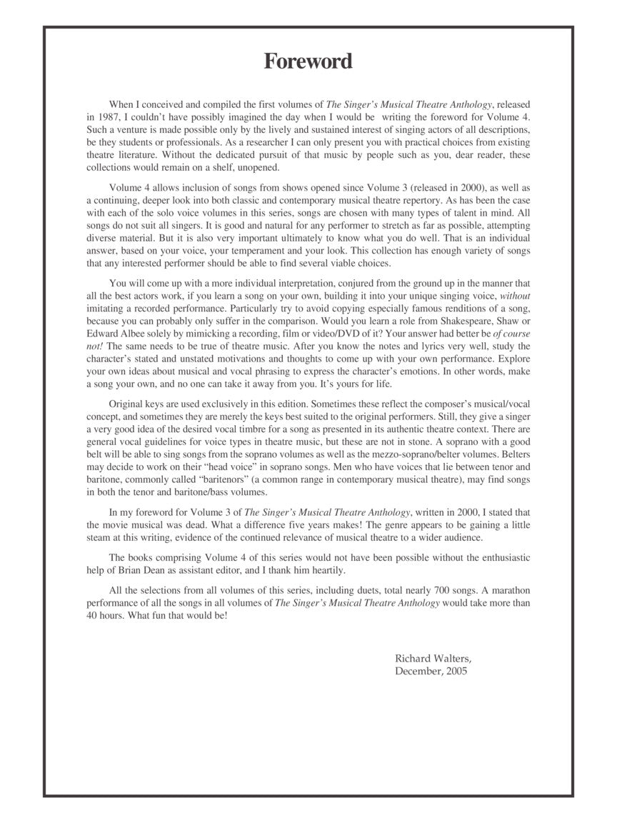 Singer's Musical Theatre Anthology Tenor Book Only Volume 4