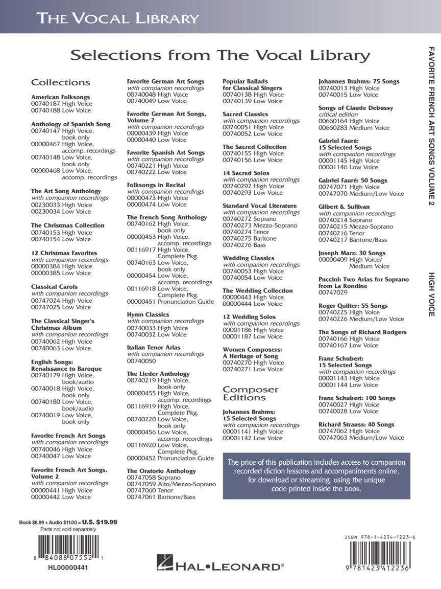 Favorite French Art Songs - Volume 2 High Voice