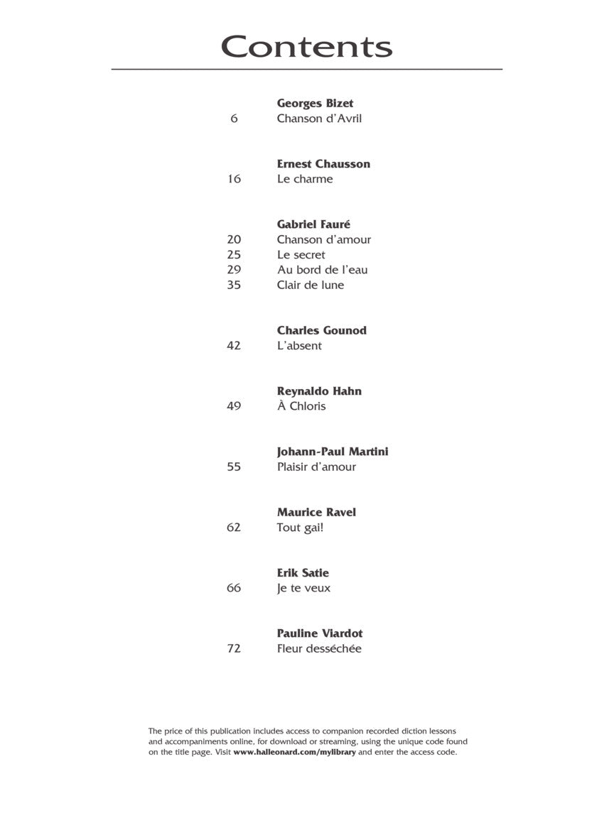 Favorite French Art Songs - Volume 2 High Voice