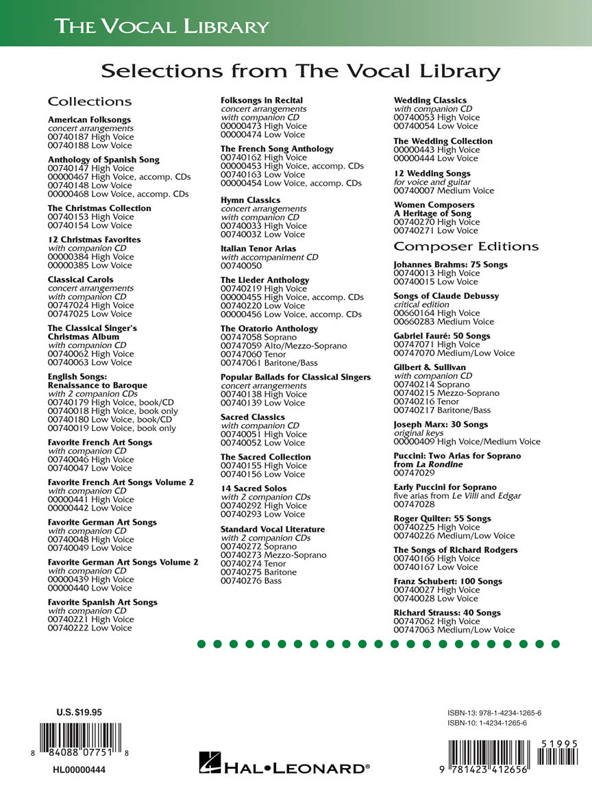 Wedding Collection Low Voice - The Vocal Library