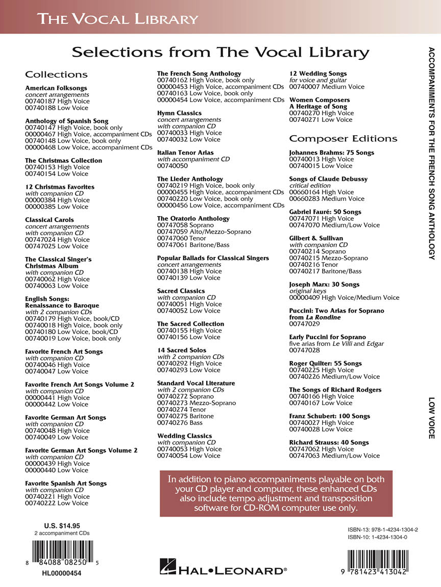 French Song Anthology - Low Voice Accompaniment CDs