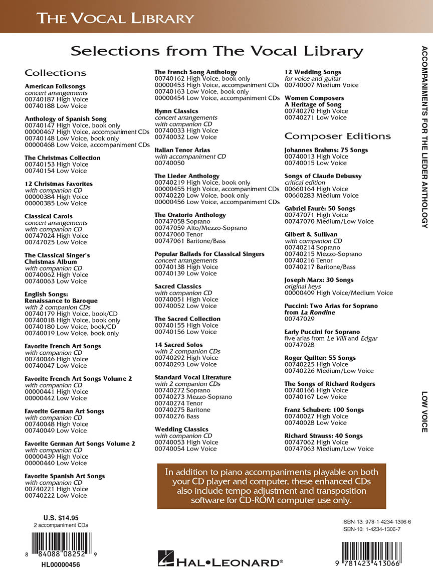Lieder Anthology - Accompaniment CDs Low Voice