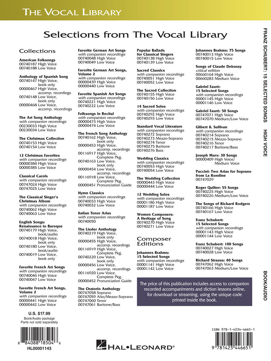 Schubert, Franz: 15 Selected Songs