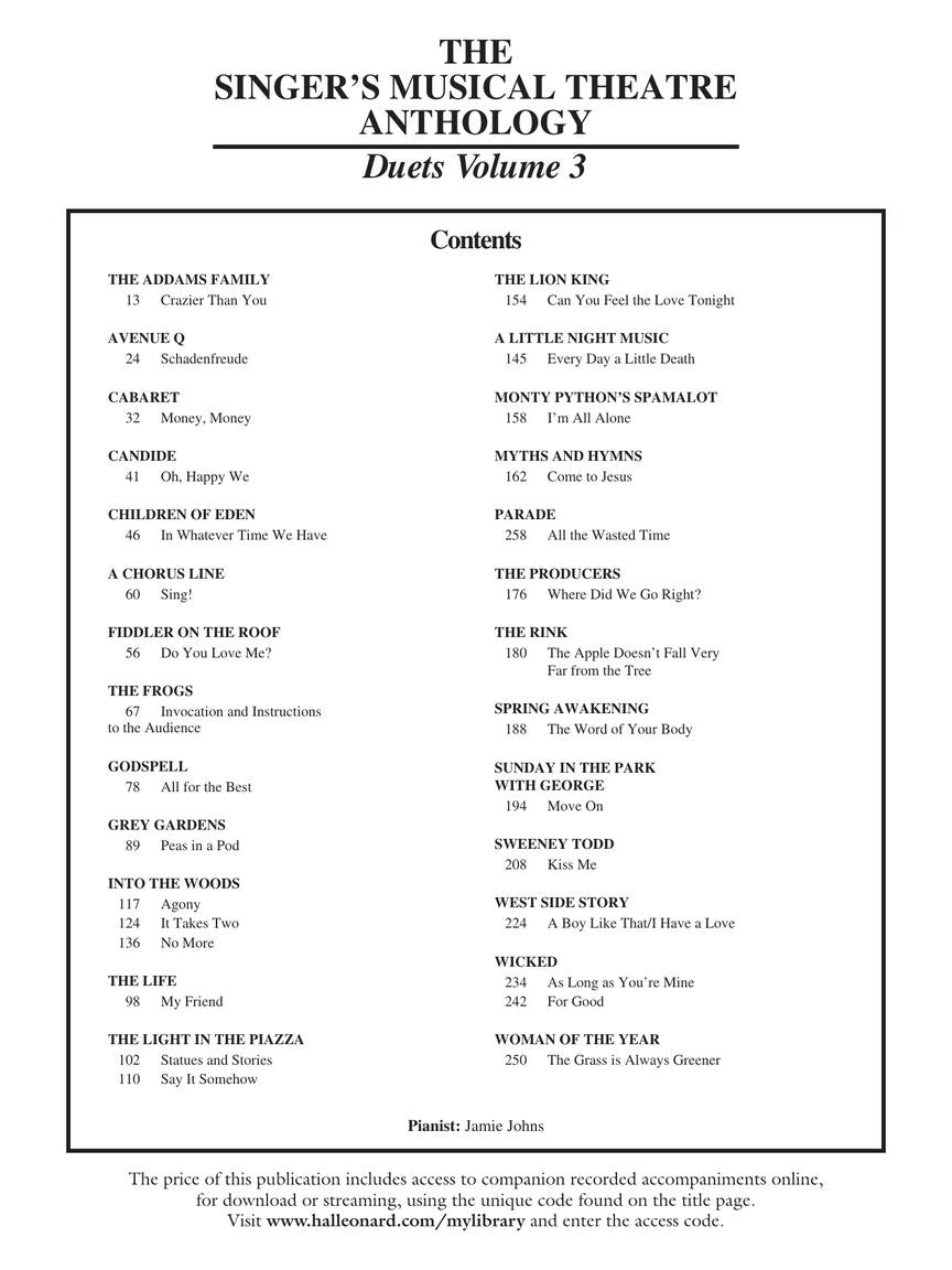 Singer's Musical Theatre Anthology Duets Volume 3 Book/cds