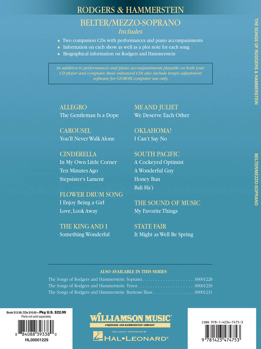 Rodgers & Hammerstein Songs Belter/Mezzo-Soprano Vocal Collection