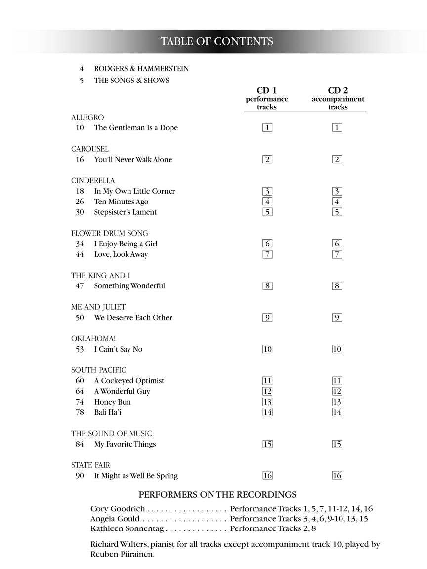 Rodgers & Hammerstein Songs Belter/Mezzo-Soprano Vocal Collection