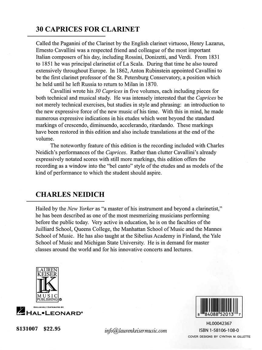 Cavallini 30 Caprices for Clarinet