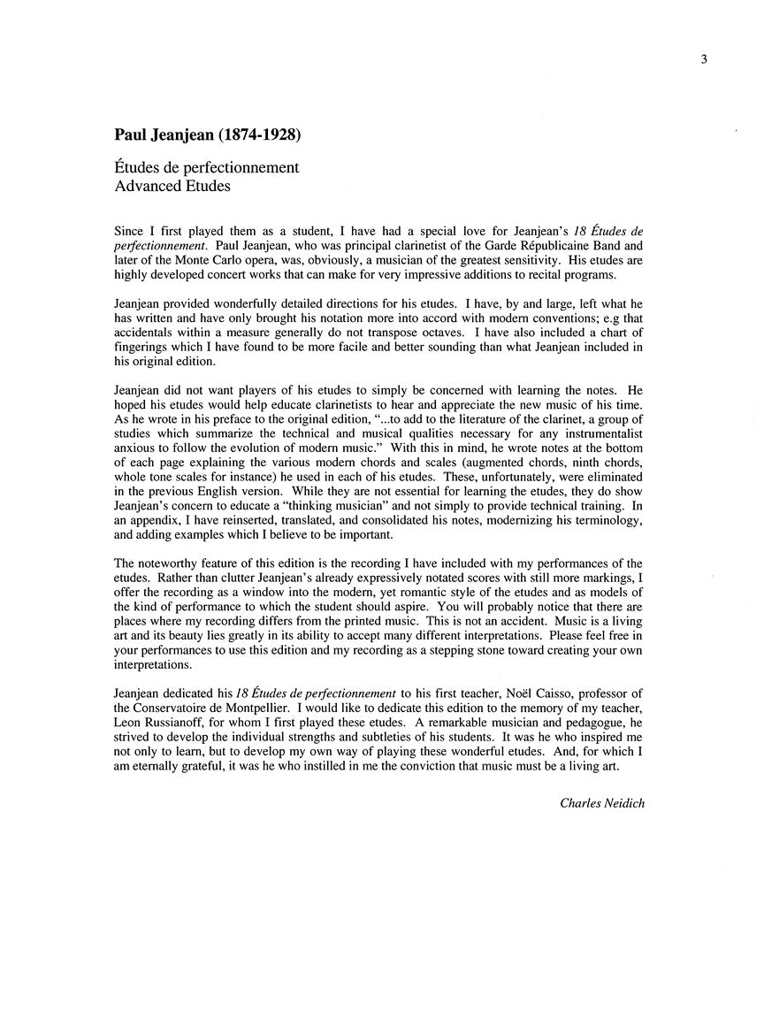 Jeanjean 18 Advanced Etudes