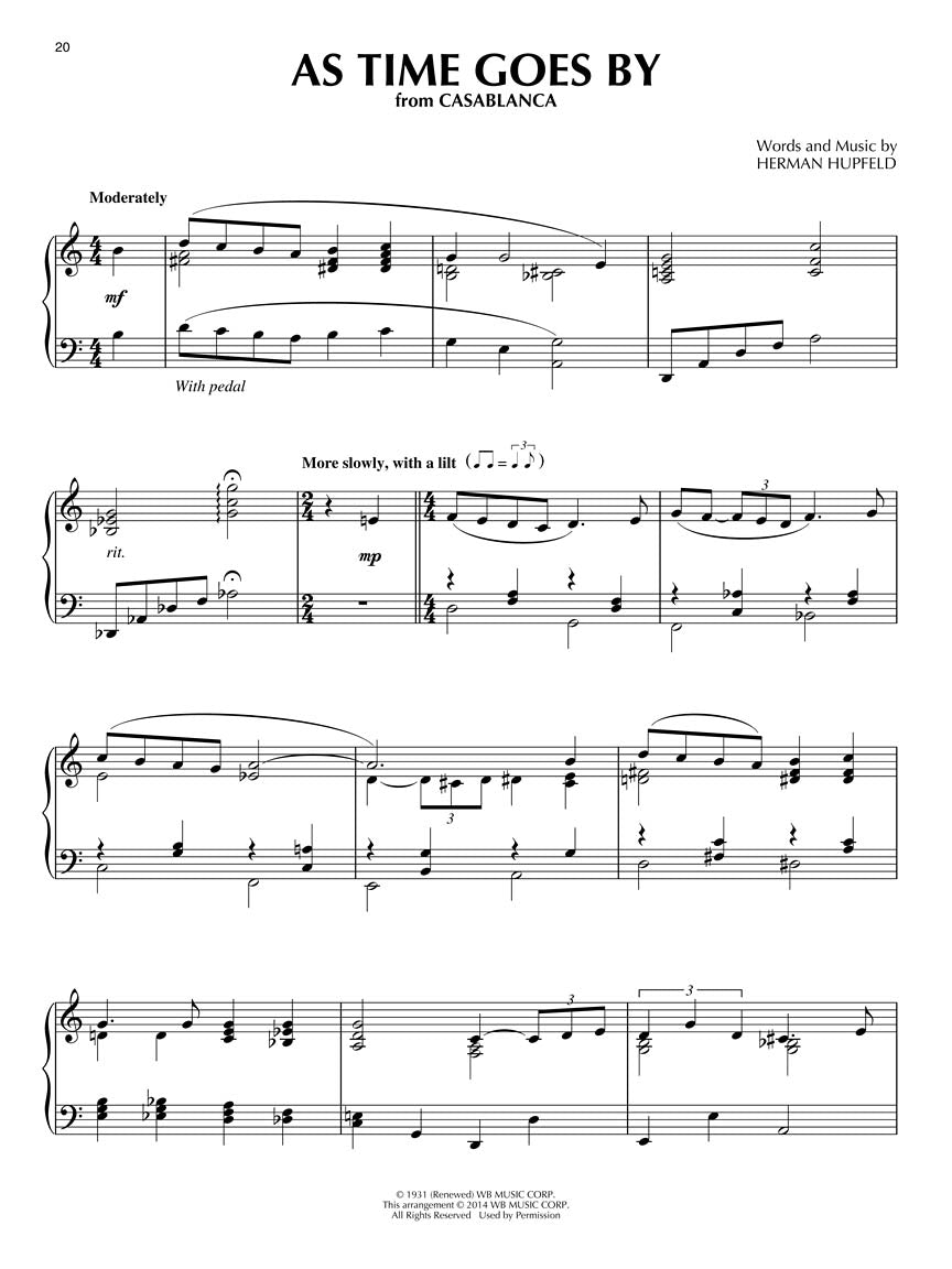 One Hundred Movie Songs for Piano Solo