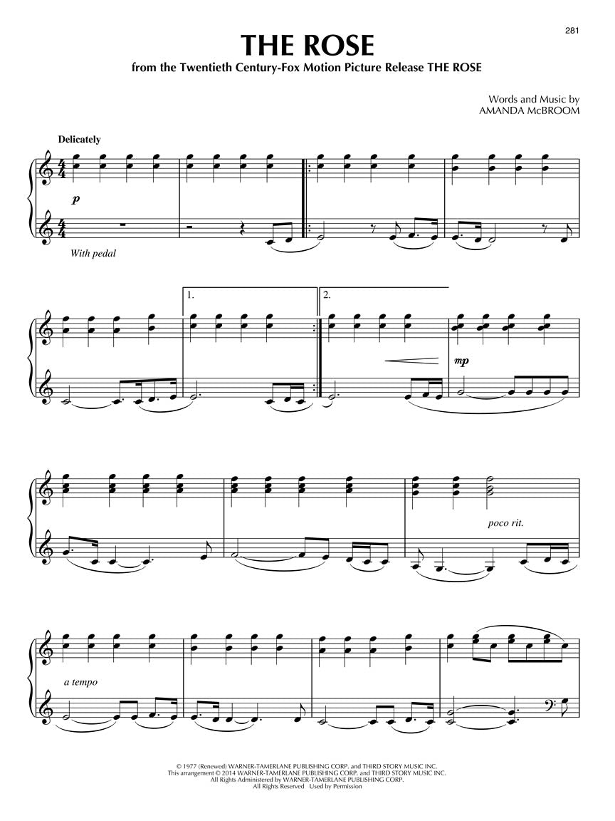 One Hundred Movie Songs for Piano Solo