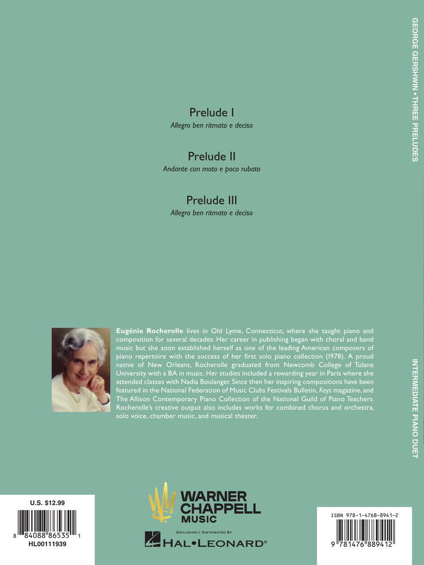 Gershwin: Three Preludes - Intermediate Piano Duets