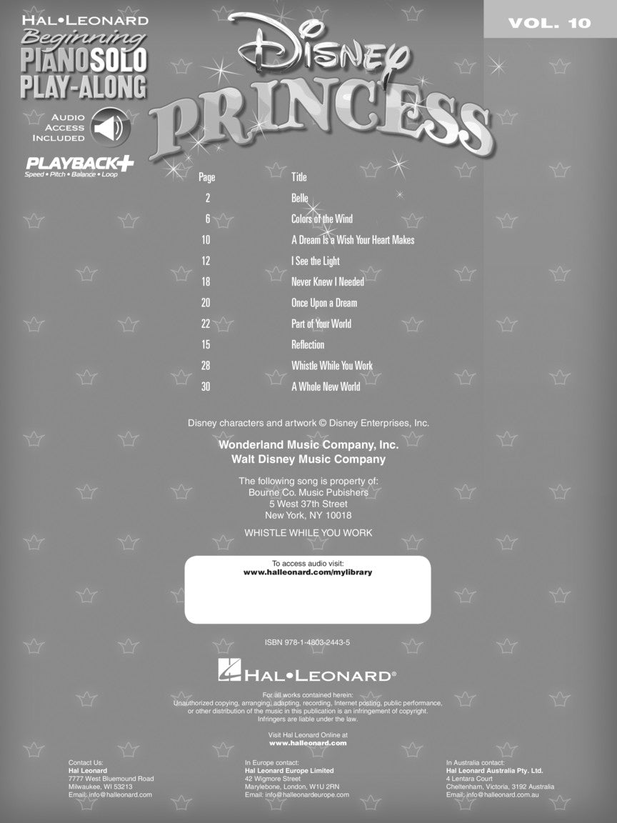 Disney Princess - Beginning Piano Solo Play-Along