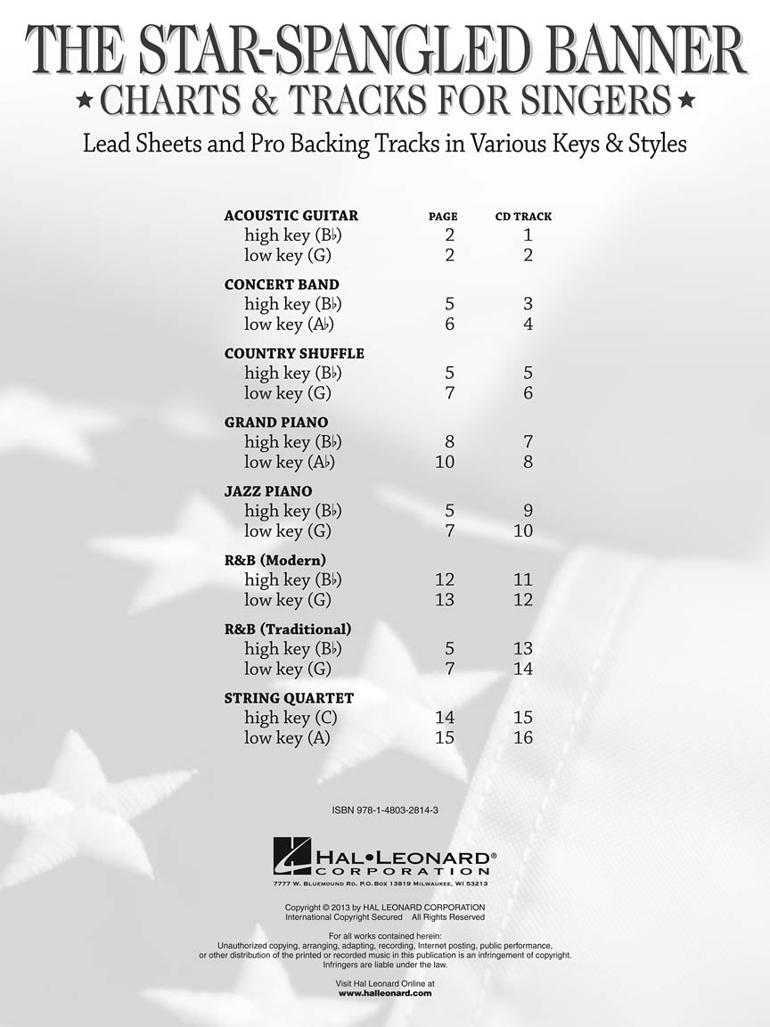 Star-Spangled Banner - Charts & Tracks for Singers