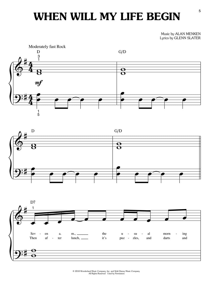 Menken/Slater: Tangled - Big-Note Piano