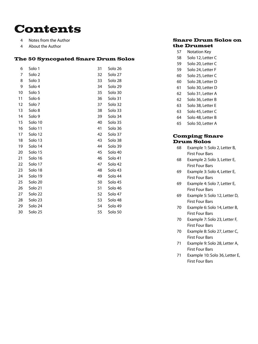 50 Syncopated Snare Drum Solos