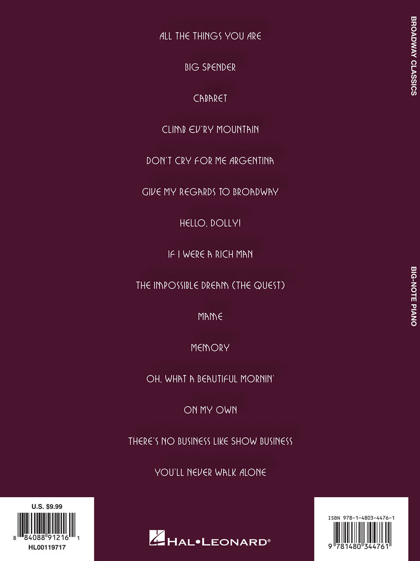 Broadway Classics - Big-Note Piano