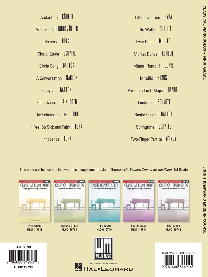 Classical Piano Solos - Thompson Modern Course First Grade