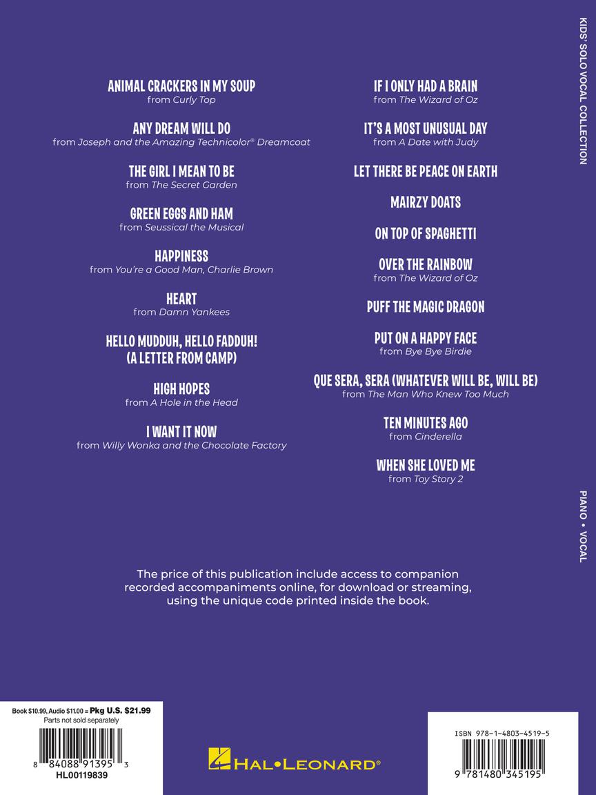 Kids' Vocal Solo Collection - With Recorded Accompaniments