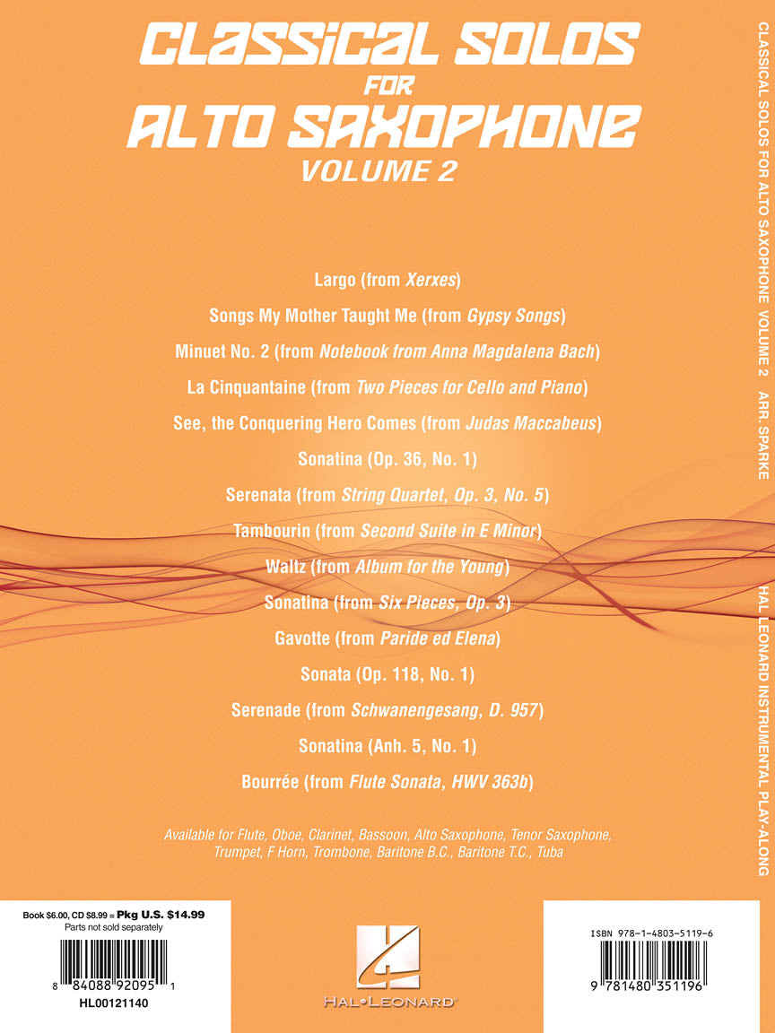 Classical Solos for Alto Saxophone, Vol. 2 - 15 Easy Solos for Contest and Performance