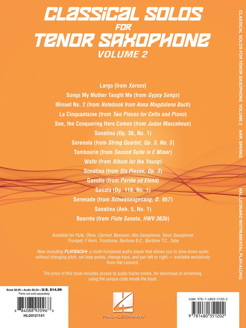 Classical Solos for Tenor Saxophone, Vol. 2 - 15 Easy Solos for Contest and Performance