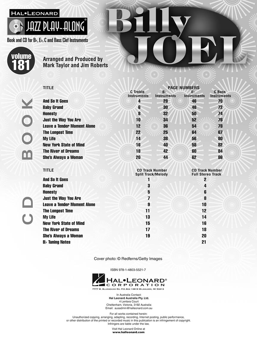 Joel, Billy - Jazz Play-Along DISCONTINUED