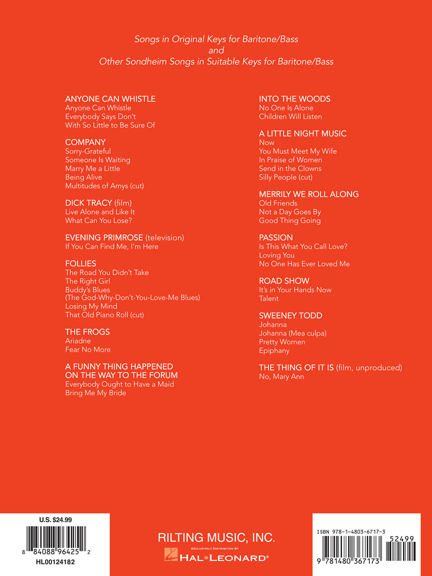 Sondheim for Singers Baritone/Bass (40 Songs)
