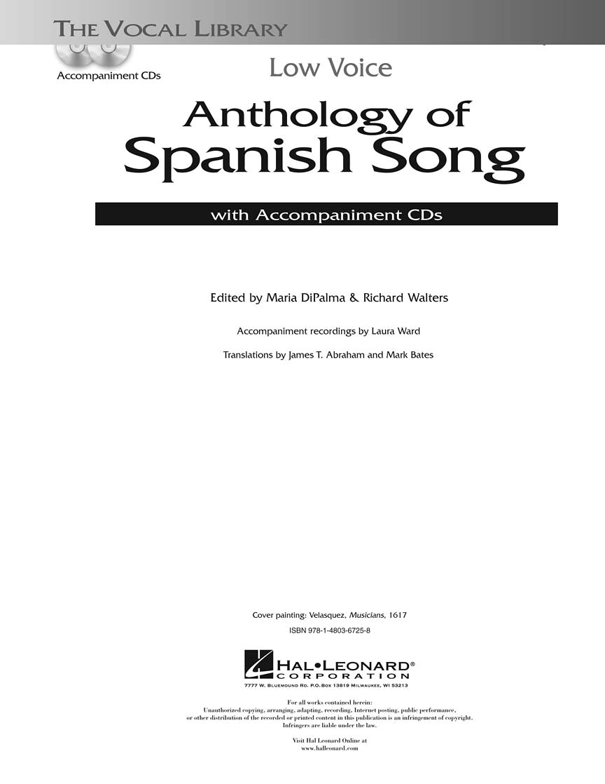 Anthology of Spanish Song Low Voice Edition