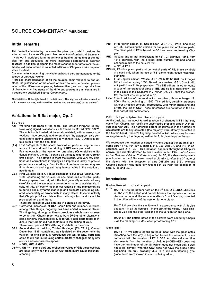 Chopin Concert Works for Piano and Orchestra - Version for 1 Piano Ekier