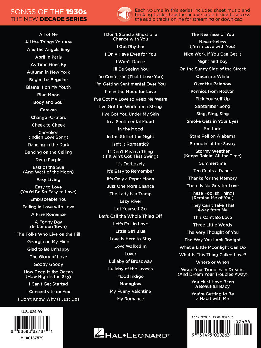 Songs of the 1930s - Decade Series Play-Along