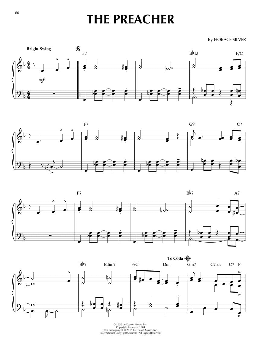 Horace Silver Jazz Piano Solos Series