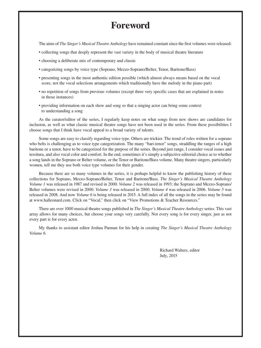 Singer's Musical Theatre Anthology - Soprano Vol 6