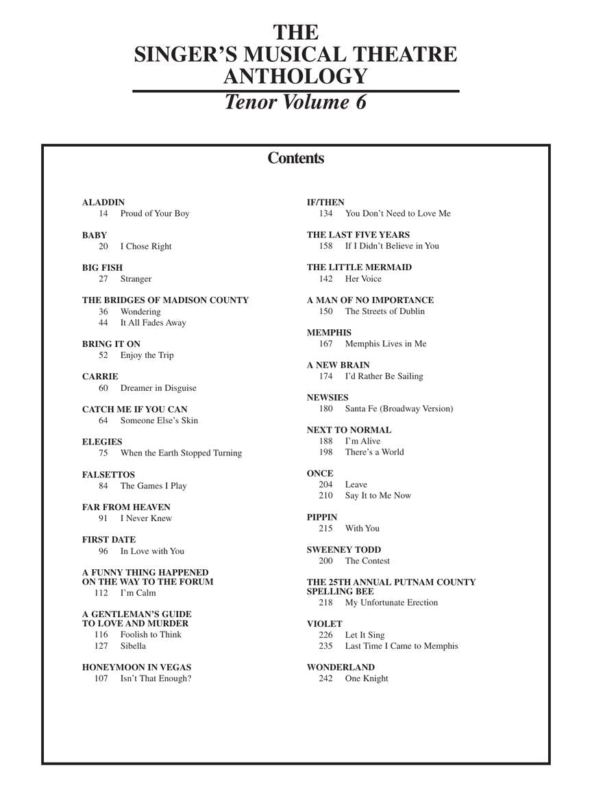 Singer's Musical Theatre Anthology - Tenor Vol 6