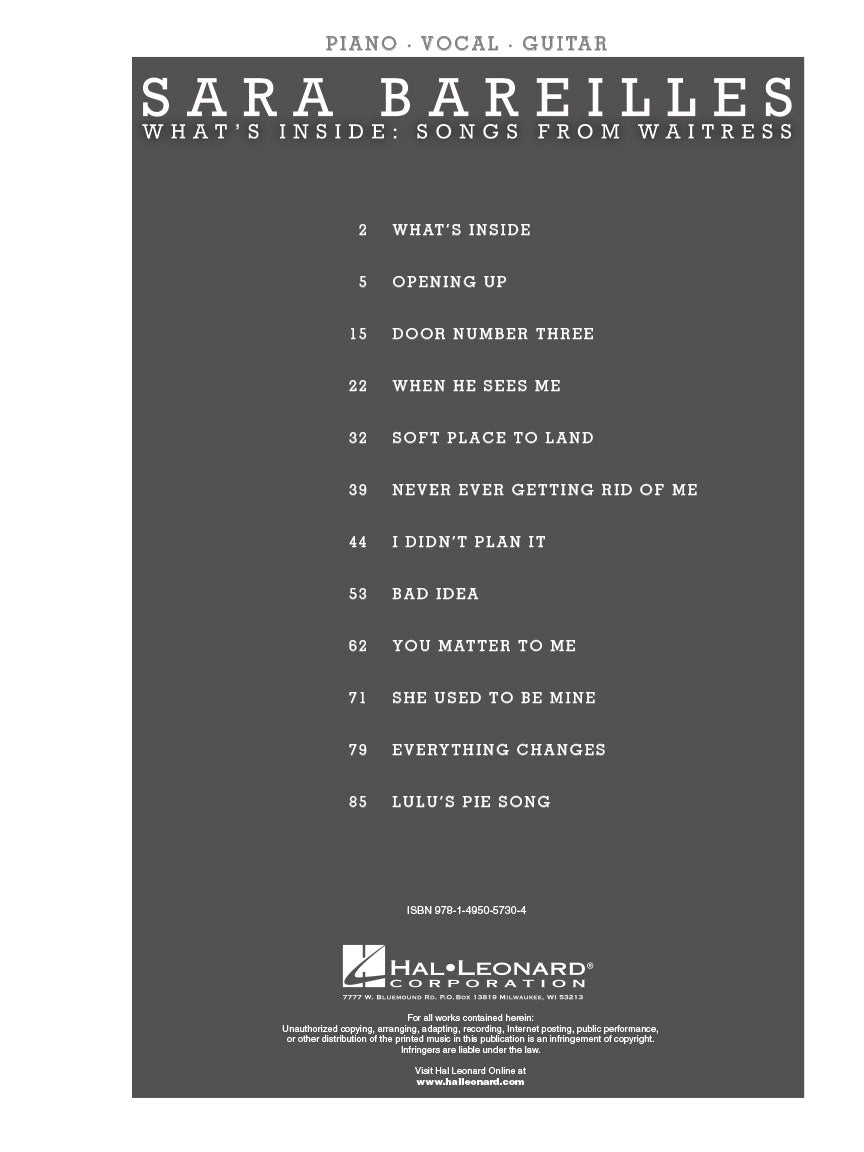 Bareilles What's Inside: Songs from Waitress