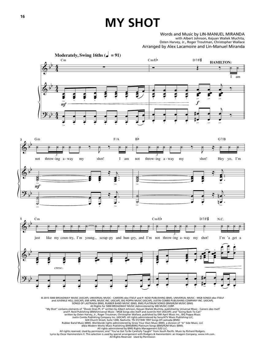 Hamilton - Piano/vocal Selections