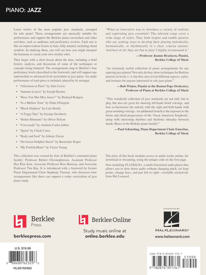 Berklee Jazz Standards for Solo Piano