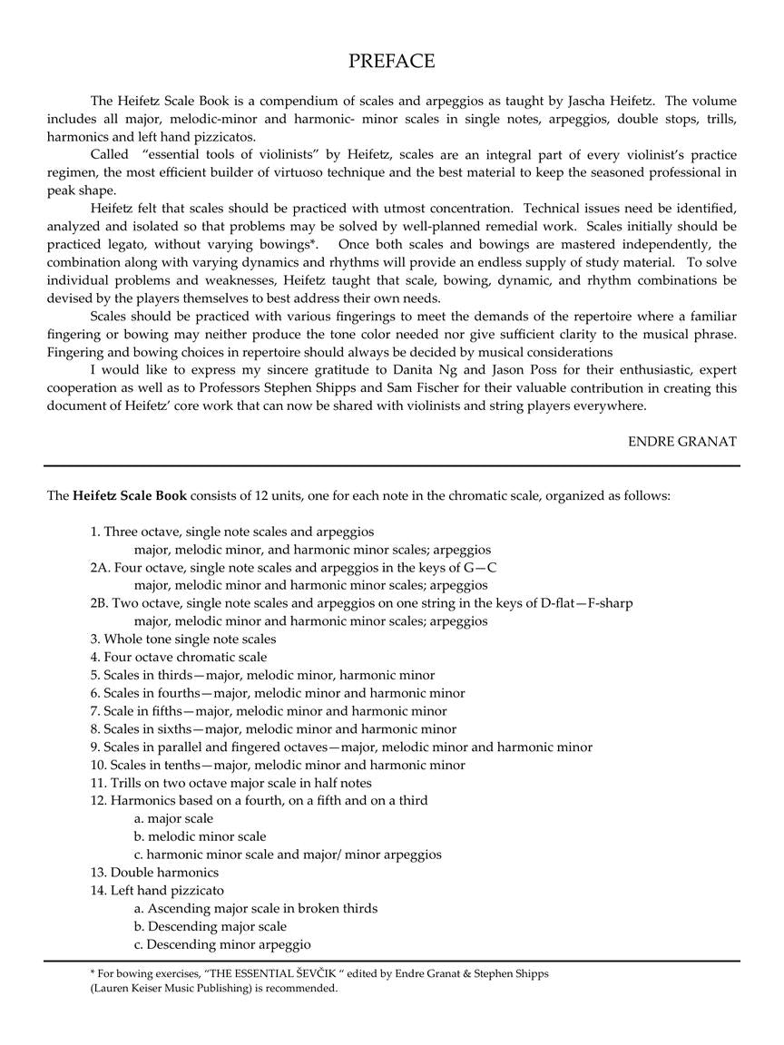 Heifetz The Scale Book for Violin