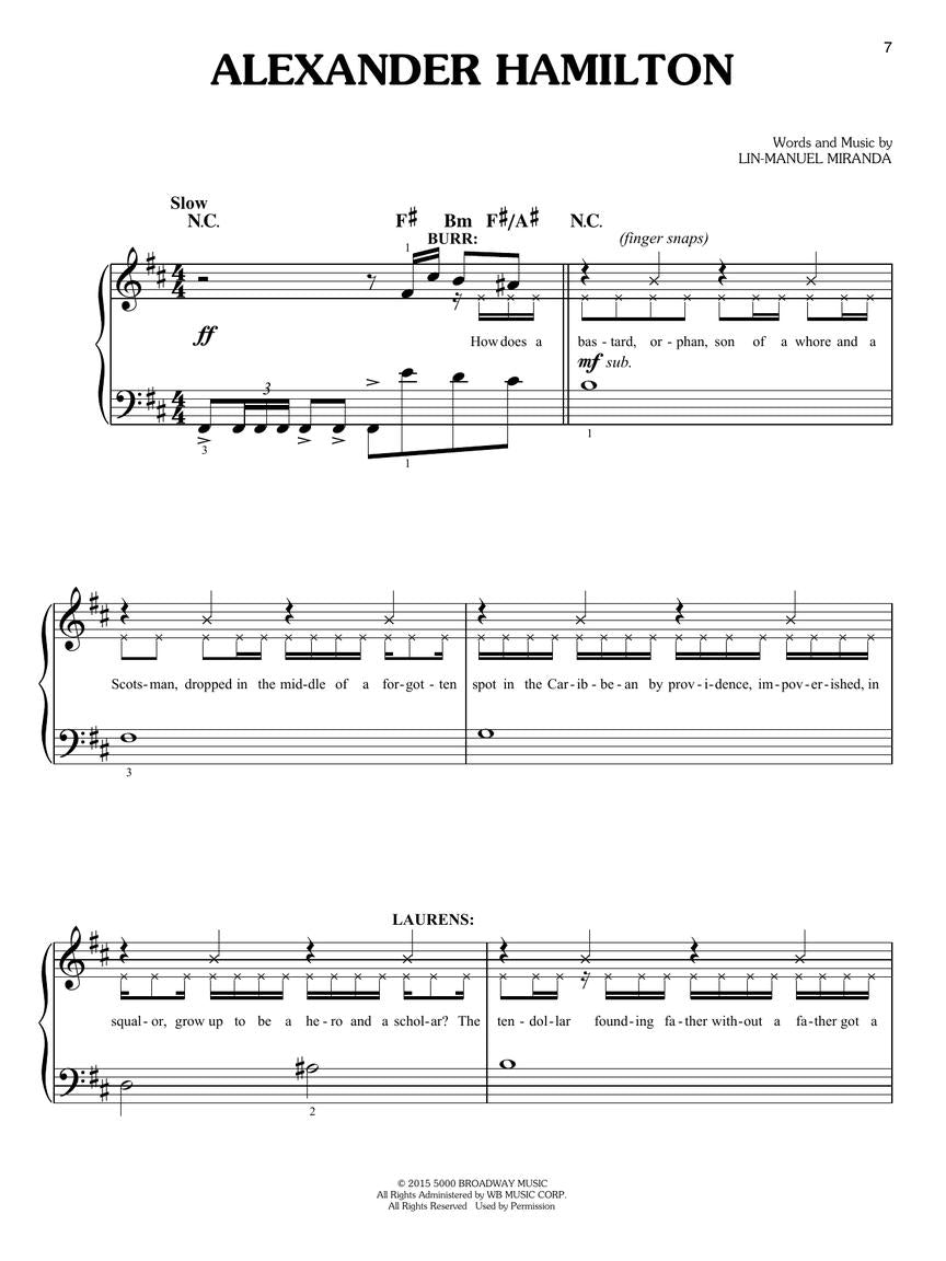 Hamilton - Easy Piano Selections