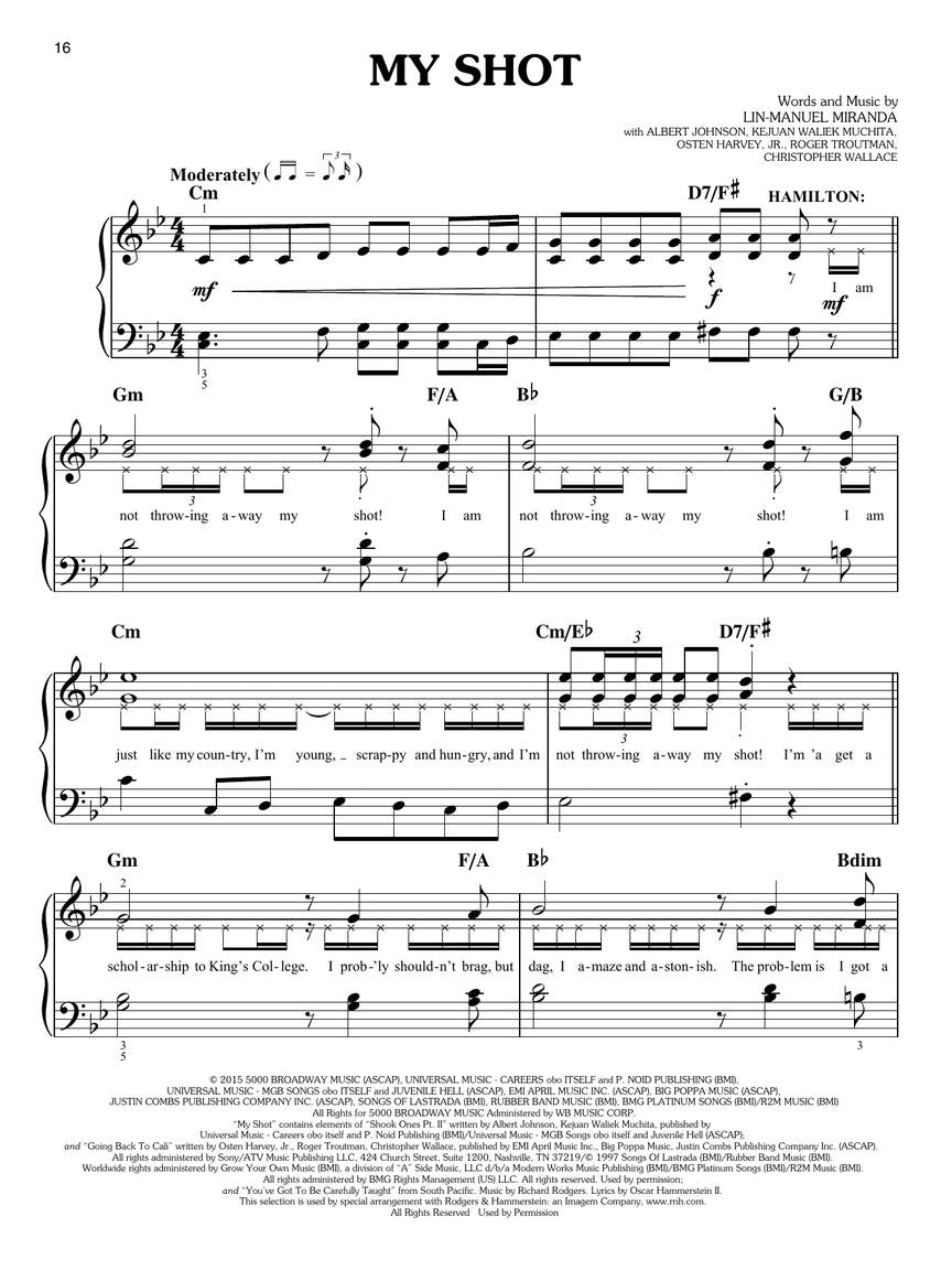 Hamilton - Easy Piano Selections