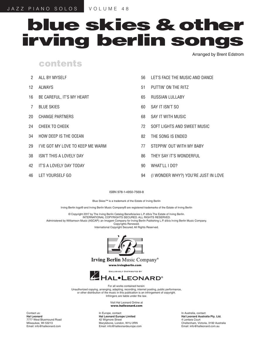 Blue Skies & Other Irving Berlin Songs - Jazz Piano Solos Series Vol. 48