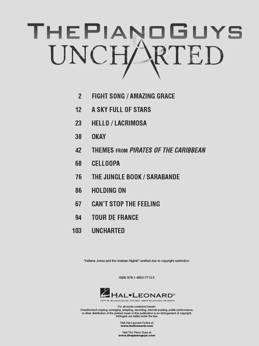 Piano Guys - Uncharted - Piano Solo/Optional Violin