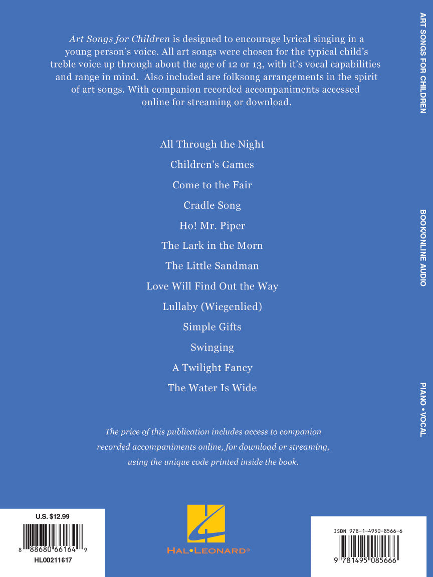 Art Songs For Children With Recorded Accompaniments