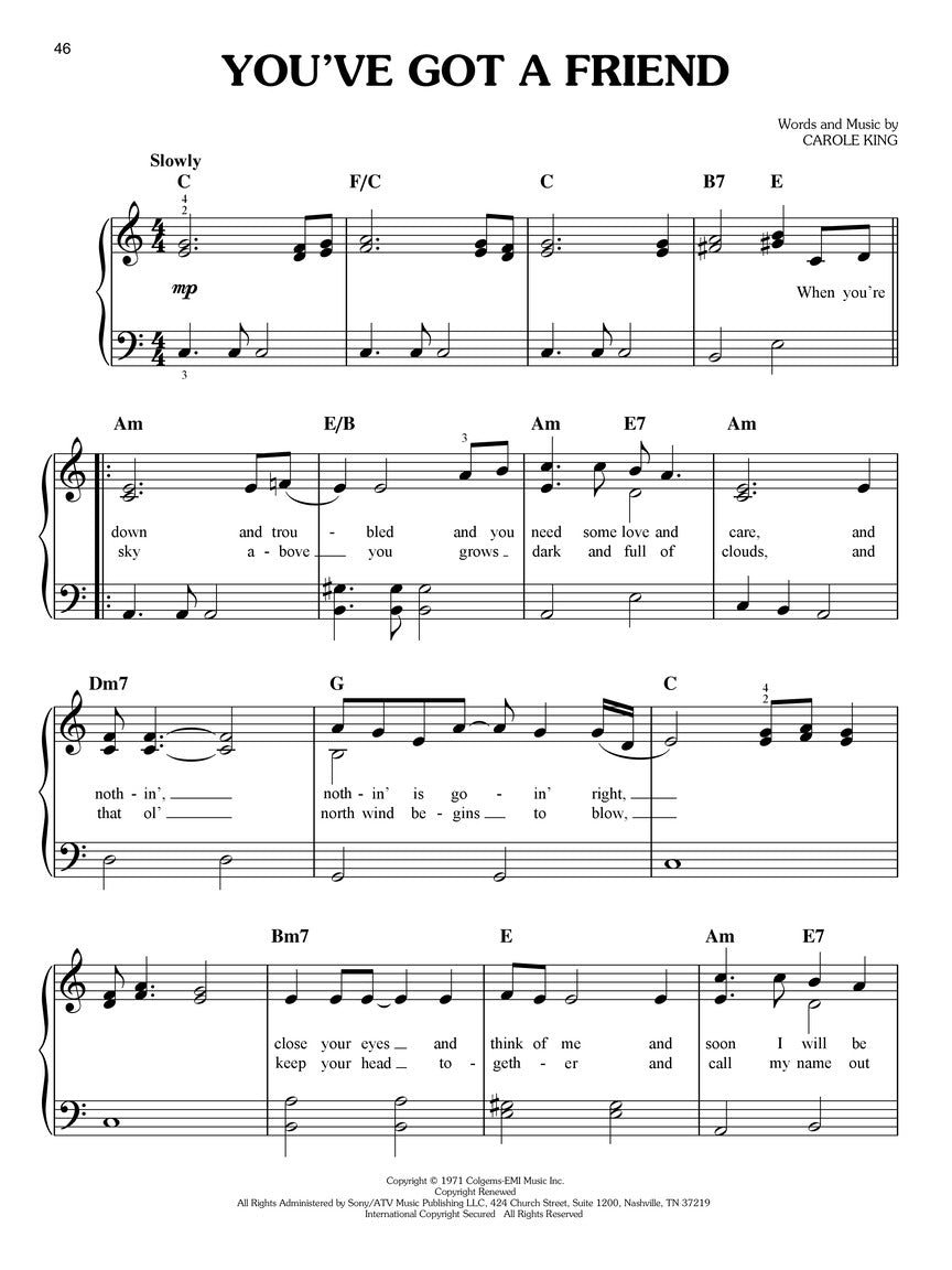 Beautiful - The Carole King Musical - Easy Piano