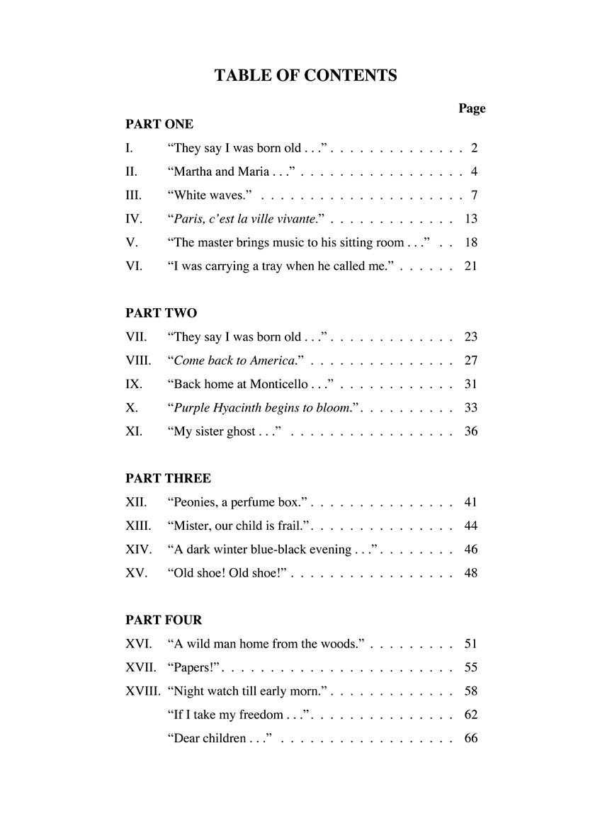 From the Diary of Sally Hemings - Medium Voice and Piano