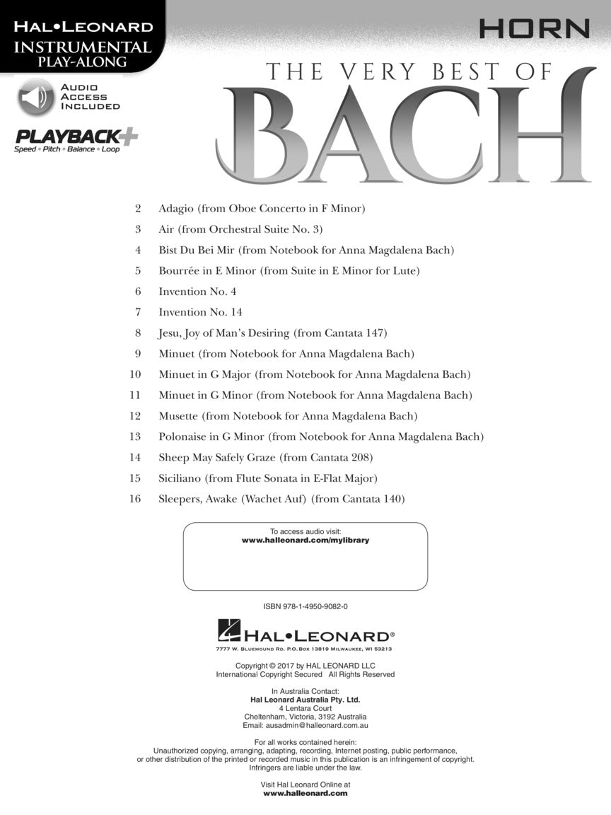 Bach, Very Best of - Instrumental Play-Along