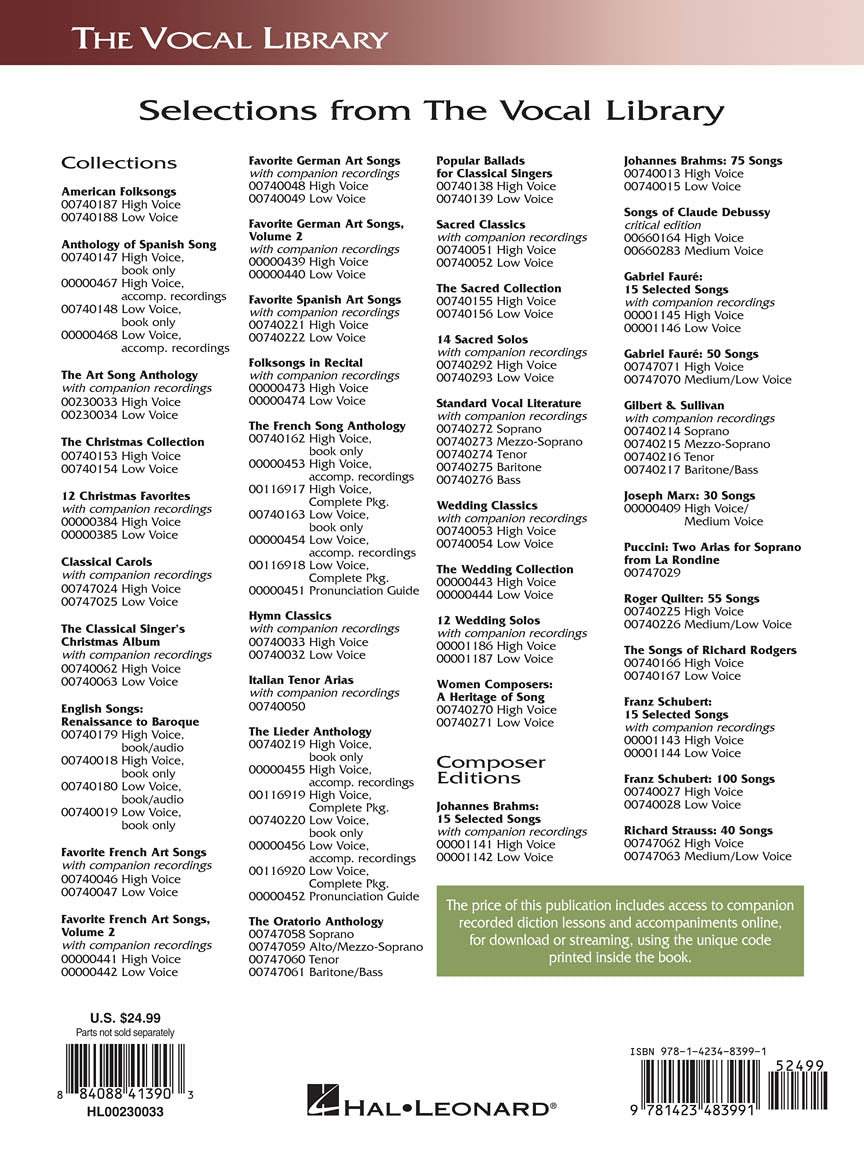 Art Song Anthology High Voice