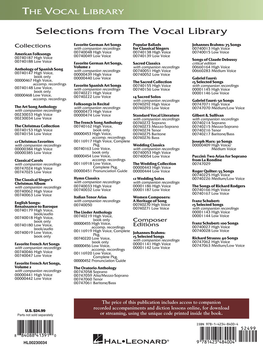 Art Song Anthology, The - Low Voice