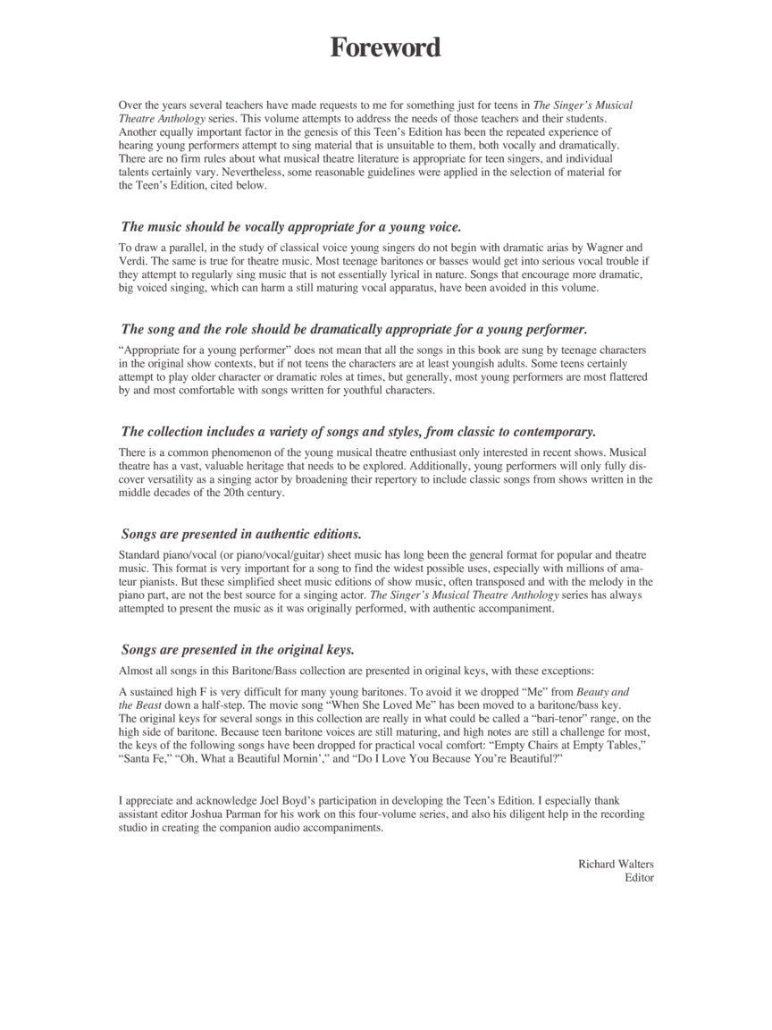 Singer's Musical Theatre Anthology Teen's Edition