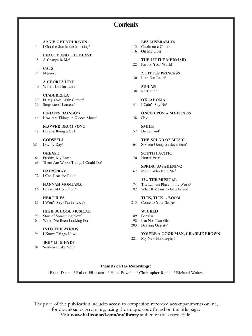 Singer's Musical Theatre Anthology Teen's Edition Mezzo-soprano/alto/belter