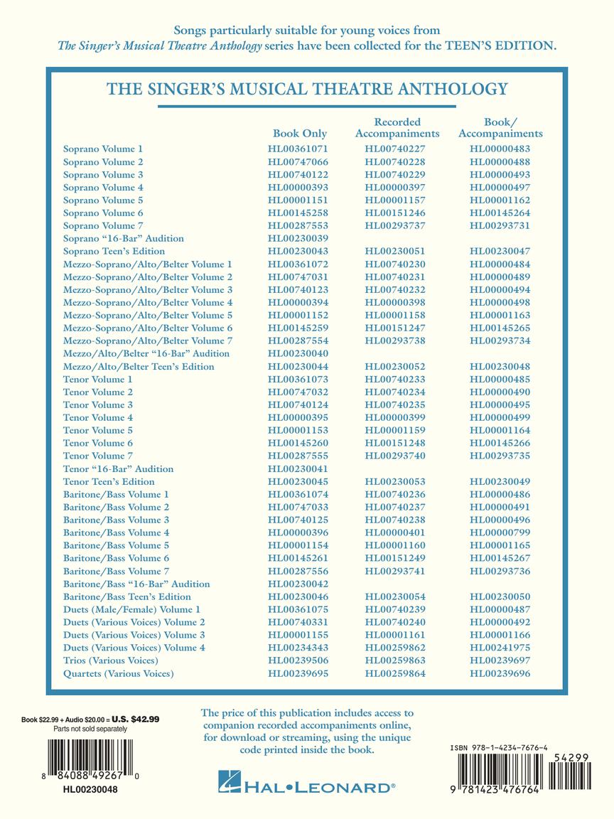 Singer's Musical Theatre Anthology Teen's Edition Mezzo-soprano/alto/belter