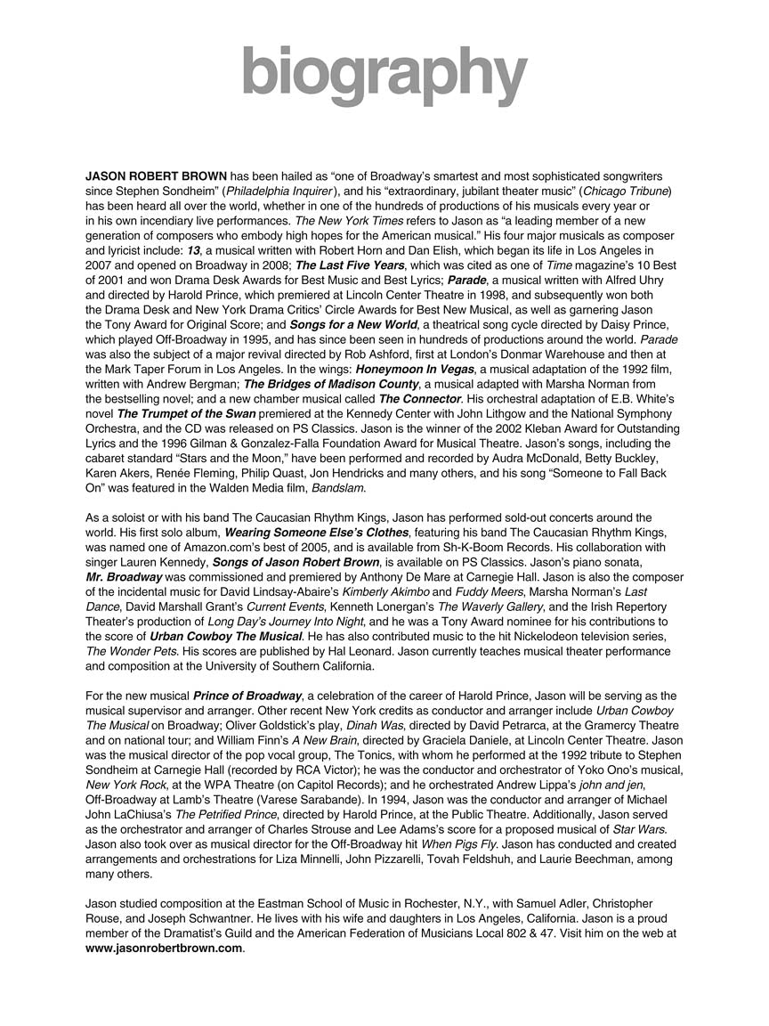 Brown, Jason Robert - Plays Jason Robert Brown